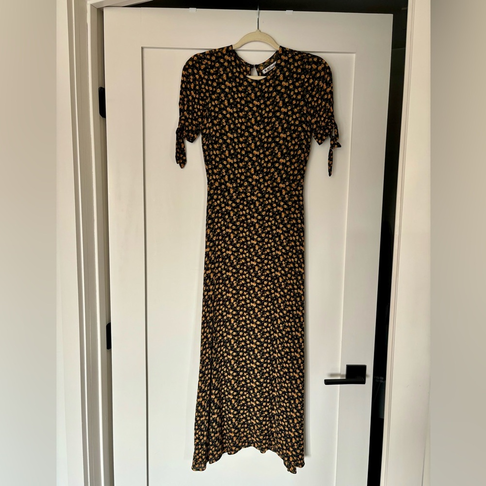 Reformation Black Maxi Dress with Yellow Floral Print